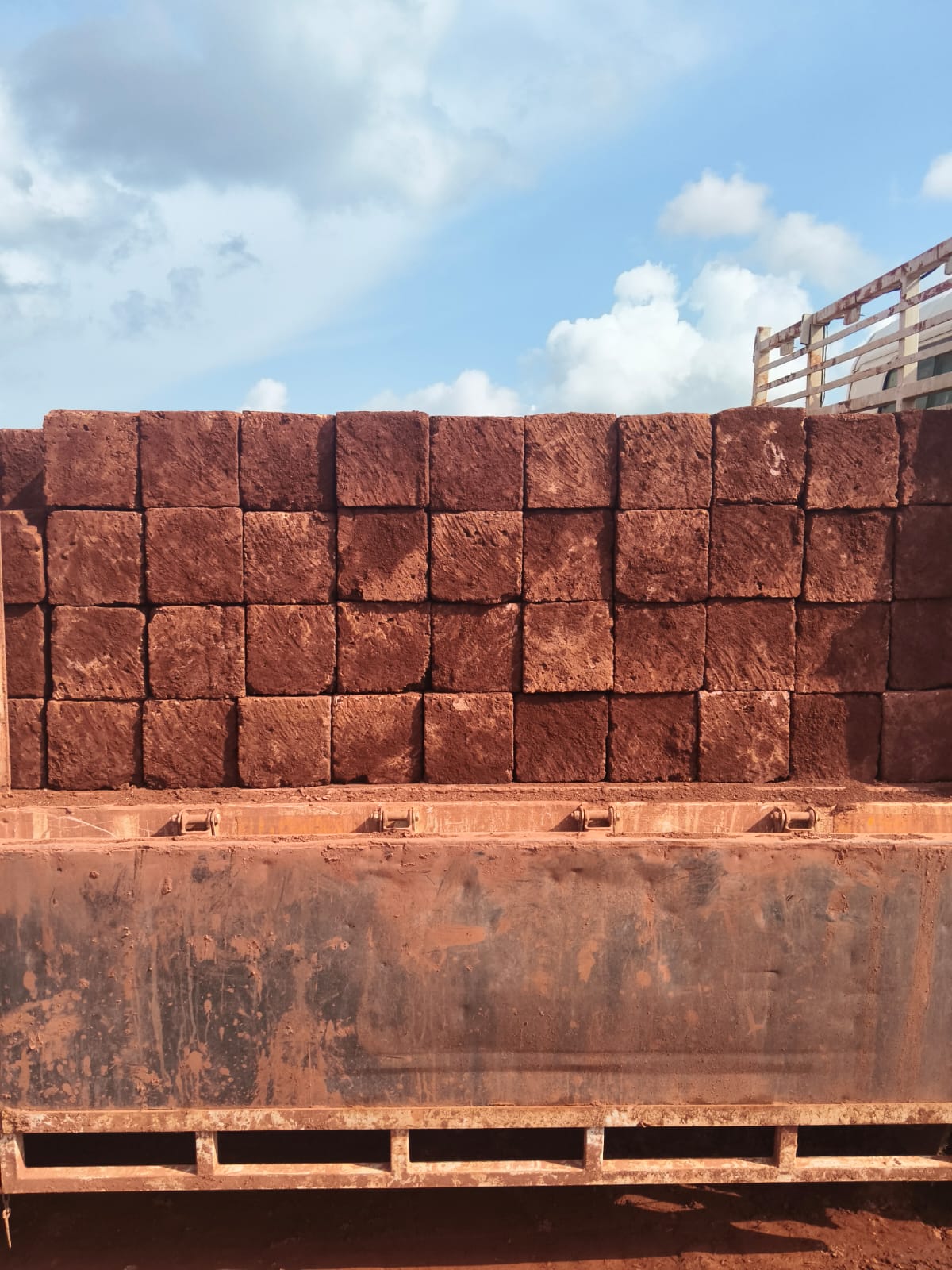 Laterite stone blocks loaded on a lorry